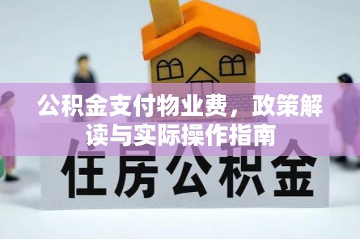 玛家公积金支付物业费，政策解读与实际操作指南