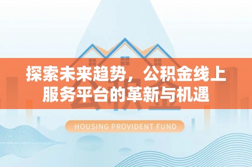 玛家探索未来趋势，公积金线上服务平台的革新与机遇