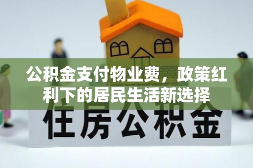 玛家公积金支付物业费，政策红利下的居民生活新选择