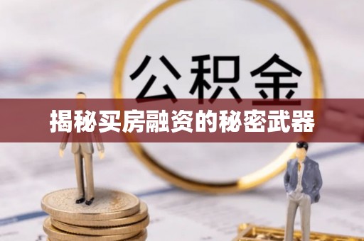 玛家揭秘买房融资的秘密武器